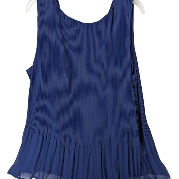 Lane Bryant Women Plus size 20 Pleated Navy Blue Sleeveless Top Flowy Office - Picture 11 of 11